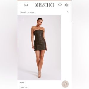 MESHKI - faux leather mini dress chocolate